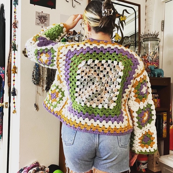 Purple haze sweater! Handmade acrylic jacket by myself? Size small medium! - Picture 2 of 4